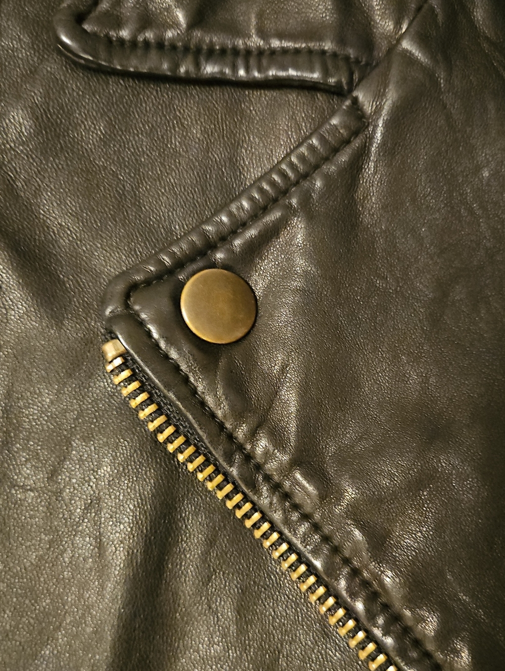 Madewell Washed Leather Motorcycle Jacket Brass Hardware Black Size Large - Picture 6 of 14
